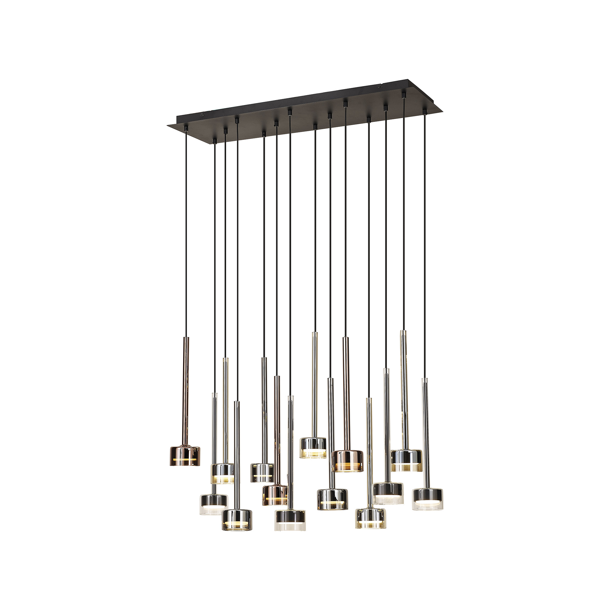 M7878/3000K  Tonic Rectangular Pendant 14 Light 3000K Black/Chrome/Bronze/Copper